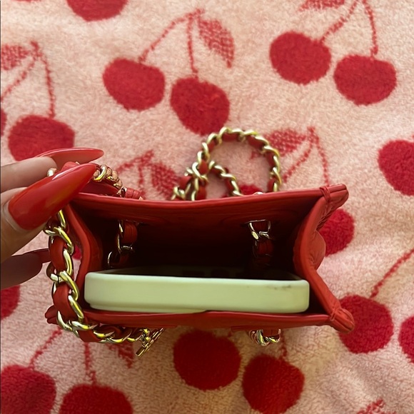 Tory Burch Red leather bag gold chain shoulder crossbody - Picture 3 of 4